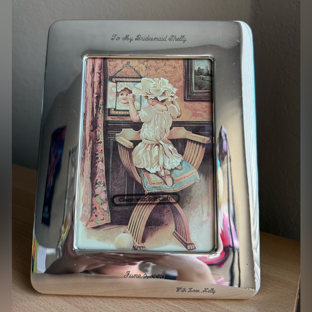 Vintage Silver Plate Picture Frame Korea 3422